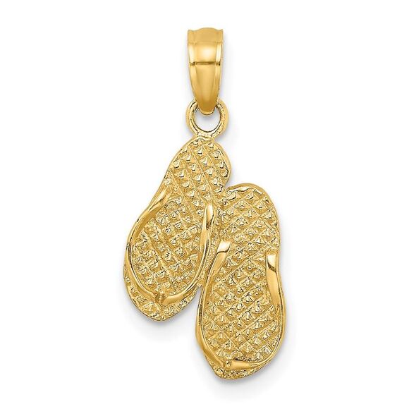 14k Yellow Gold 3D MYRTLE BEACH Flip-Flops Charm,All Products : American Fashion Style Bags On Sale